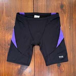 TYR Kids Black Swim Jammer with Purple Accents